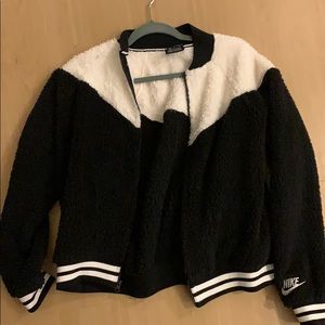 white fuzzy nike jacket